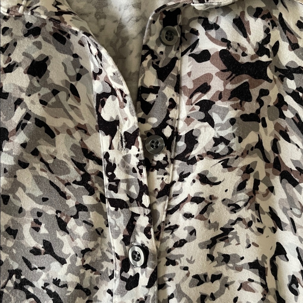 CAbi Black and White Abstract Print Jersey Knit 3/4 Sleeve Shirt Dress M - Picture 11 of 13